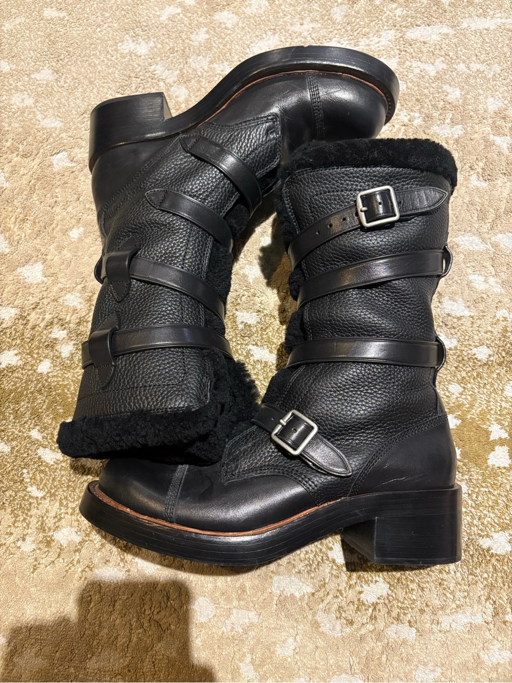 Coach Black Leather Moto Boots - Worn Once. - Picture 2 of 5